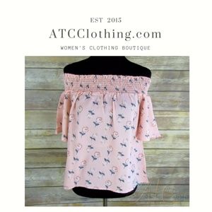 A1 Staccato Off the Shoulder Pink Floral Top